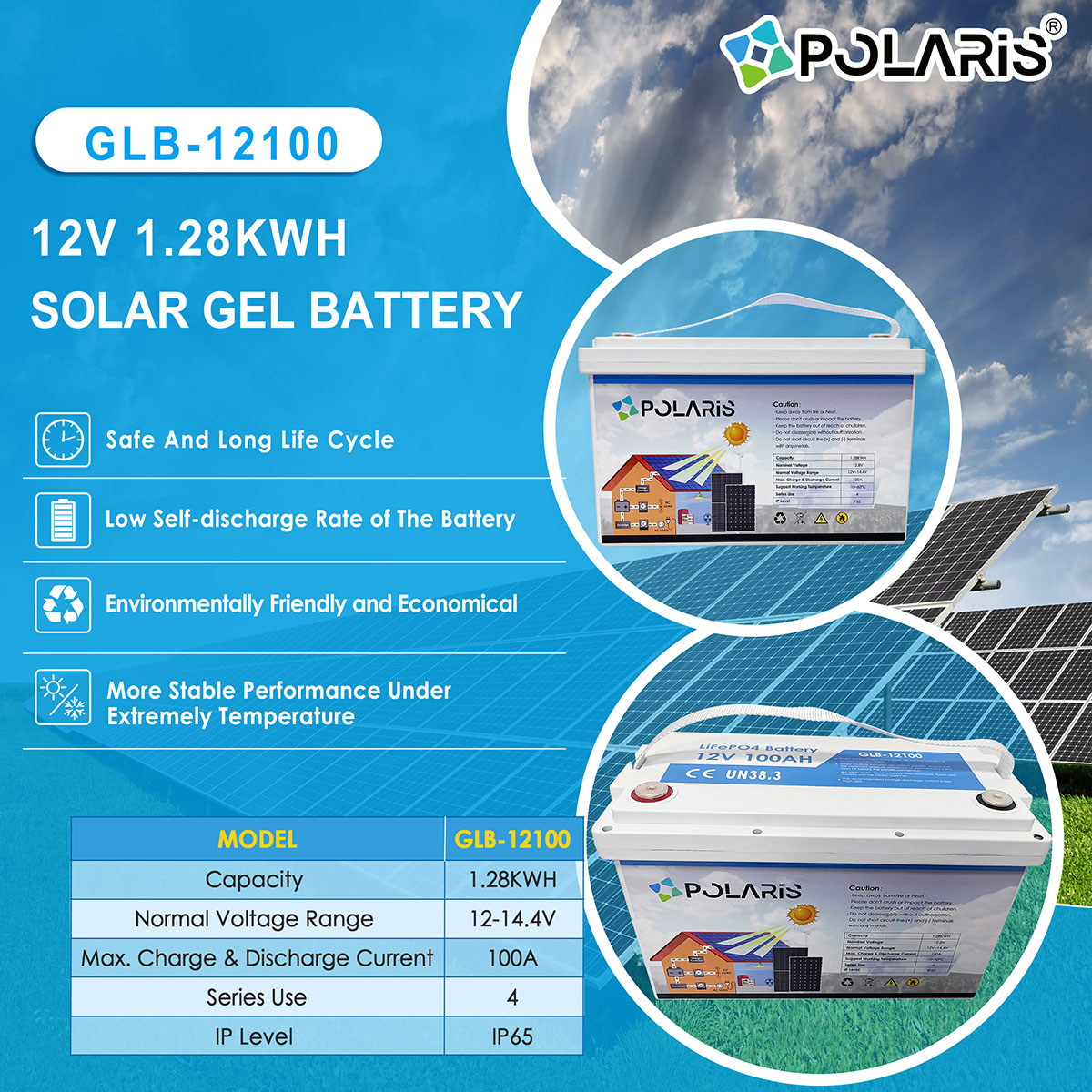 Polaris Energy Gel Battery GLB-12100 Polaris Energy Gel Battery GLB-12100