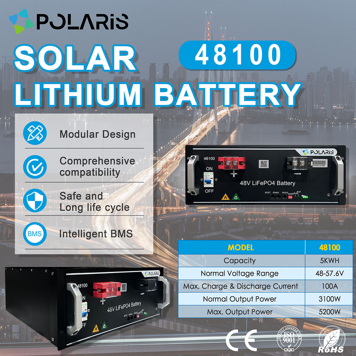 Polaris Energy LiFePO4 Battery Pack LBT-48100