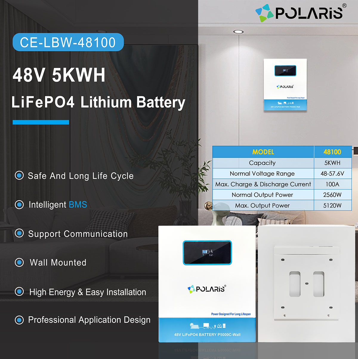 Polaris Energy LiFePO4 Battery Pack LBW-48100